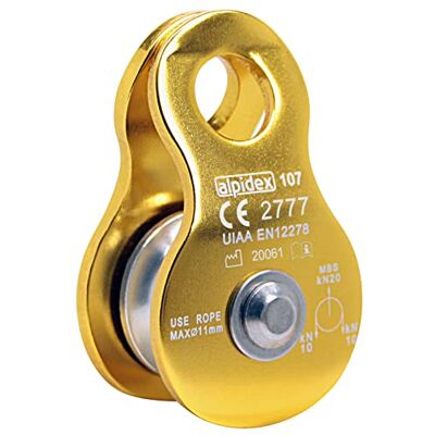 ALPIDEX Polia 20 kN Polia do telemóvel Bloco de polia Norma EN12278 cordas até 11 mm de diâmetro, grua de corda, sistema de polia cabo, cor: amarelo ALPIDEX Polia 20 kN Polia do telemóvel Bloco de polia Norma EN12278 cordas até 11 mm de diâmetro, grua de corda, sistema de polia cabo, cor: amarelo