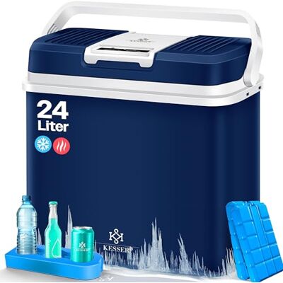 KESSER Geladeira elétrica portátil 24 litros ENFRIA e quente, refrigerador térmico de 12 V e 230 V, mini frigorífico para automóvel e campismo, EEK A++ inclui 2 acumuladores de frio KESSER Geladeira elétrica portátil 24 litros ENFRIA e quente, refrigerador térmico de 12 V e 230 V, mini frigorífico para automóvel e campismo, EEK A++ inclui 2 acumuladores de frio