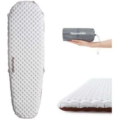 Naturehike Colchão de ar de 5,8 R Value para campismo, colchão de ar duradouro auto-insuflável ultraleve para 4 estações com saco insuflável Naturehike Colchão de ar de 5,8 R Value para campismo, colchão de ar duradouro auto-insuflável ultraleve para 4 estações com saco insuflável