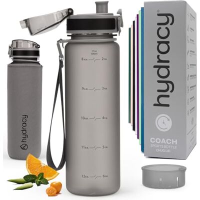 Hydracy Garrafa de Água com Marcador de Tempo 500 mL Garrafa de Água Desportiva sem BPA Garrafa de Ginásio Anti-fugas com Capa Antitranspirante e Coador de Infusão Hydracy Garrafa de Água com Marcador de Tempo 500 mL Garrafa de Água Desportiva sem BPA Garrafa de Ginásio Anti-fugas com Capa Antitranspirante e Coador de Infusão