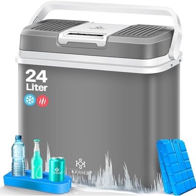 KESSER Geladeira elétrica portátil 24 litros ENFRIA e quente, refrigerador térmico de 12 V e 230 V, mini frigorífico para automóvel e campismo, EEK A++ inclui 2 acumuladores de frio KESSER Geladeira elétrica portátil 24 litros ENFRIA e quente, refrigerador térmico de 12 V e 230 V, mini frigorífico para automóvel e campismo, EEK A++ inclui 2 acumuladores de frio