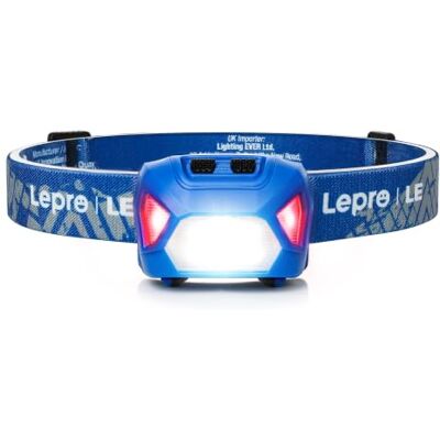 Lepro Lanterna cabeça LED 1300lux, lanterna frontal LED de alta potência 1 Luz frontal cabeça 6 modos luz com luz vermelha, impermeável IPX4 para corrida, campismo, passeio, pesca (pilhas não Lepro Lanterna cabeça LED 1300lux, lanterna frontal LED de alta potência 1 Luz frontal cabeça 6 modos luz com luz vermelha, impermeável IPX4 para corrida, campismo, passeio, pesca (pilhas não
