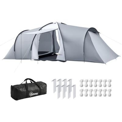 Outsunny Tenda de campismo familiar para 4-6 pessoas, 590 x 245 x 193 cm Tenda de campismo dobrável leve, com 2 janelas, bolsa de transporte, impermeável anti-UV, para caminhadas Outsunny Tenda de campismo familiar para 4-6 pessoas, 590 x 245 x 193 cm Tenda de campismo dobrável leve, com 2 janelas, bolsa de transporte, impermeável anti-UV, para caminhadas