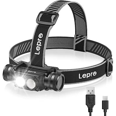 Lepro Lanterna frontal LED recarregável, lanterna de cabeça de alta potência removível de 1000 lúmens, 6 modos com luz vermelha impermeável IP65, luz frontal para caça, pesca, construção, mecânica Lepro Lanterna frontal LED recarregável, lanterna de cabeça de alta potência removível de 1000 lúmens, 6 modos com luz vermelha impermeável IP65, luz frontal para caça, pesca, construção, mecânica
