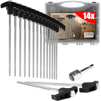 com-four ® 14 x estacas para tenda de campismo em aço com adaptador com-four ® 14 x estacas para tenda de campismo em aço com adaptador
