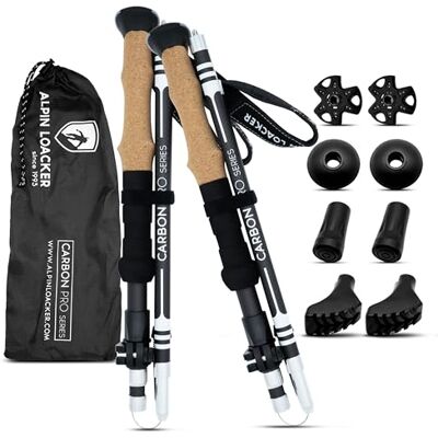 ALPIN LOACKER Bastões de Trail Running dobráveis em carbono leves, resistentes e reguláveis, 115-135 cm ALPIN LOACKER Bastões de Trail Running dobráveis em carbono leves, resistentes e reguláveis, 115-135 cm