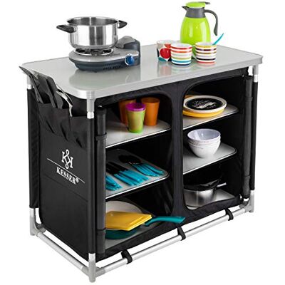KESSER ® Armário de cozinha de campismo, cozinha de campismo com moldura de alumínio, Incl. Saco de transporte, armário de cozinha para campismo, móveis de campismo, ao ar livre KESSER ® Armário de cozinha de campismo, cozinha de campismo com moldura de alumínio, Incl. Saco de transporte, armário de cozinha para campismo, móveis de campismo, ao ar livre