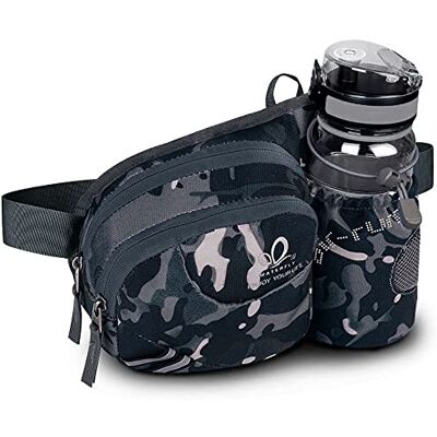 Waterfly Bolsa de cintura corrida desportiva homem mulher com suporte para garrafas bolsa de cintura para correr caminhadas, Médio Waterfly Bolsa de cintura corrida desportiva homem mulher com suporte para garrafas bolsa de cintura para correr caminhadas, Médio