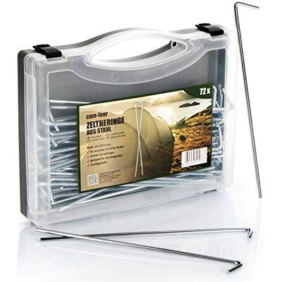 com-four ® 72 x Piquetas de aço caixa para guardar, piquetes de chão com-four ® 72 x Piquetas de aço caixa para guardar, piquetes de chão