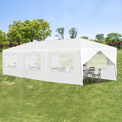 COSTWAY Tenda 3 x 9 Metros com Painéis Laterais Removíveis e Portas Pavilhão de Jardim, Barraca de Cerveja para Festa, Casamento, Camping COSTWAY Tenda 3 x 9 Metros com Painéis Laterais Removíveis e Portas Pavilhão de Jardim, Barraca de Cerveja para Festa, Casamento, Camping