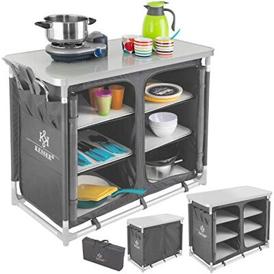 KESSER ® Armário de cozinha de campismo, cozinha de campismo com moldura de alumínio, Incl. Saco de transporte, armário de cozinha para campismo, móveis de campismo, ao ar livre KESSER ® Armário de cozinha de campismo, cozinha de campismo com moldura de alumínio, Incl. Saco de transporte, armário de cozinha para campismo, móveis de campismo, ao ar livre