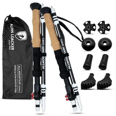 ALPIN LOACKER Bastões de trekking dobráveis em alumínio, leves, resistentes e reguláveis, multiusos para alpinismo, Nordic Walking, 100-120 cm ALPIN LOACKER Bastões de trekking dobráveis em alumínio, leves, resistentes e reguláveis, multiusos para alpinismo, Nordic Walking, 100-120 cm