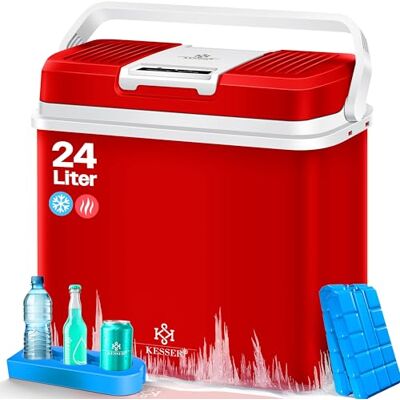 KESSER Geladeira elétrica portátil 24 litros ENFRIA e quente, refrigerador térmico de 12 V e 230 V, mini frigorífico para automóvel e campismo, EEK A++ inclui 2 acumuladores de frio KESSER Geladeira elétrica portátil 24 litros ENFRIA e quente, refrigerador térmico de 12 V e 230 V, mini frigorífico para automóvel e campismo, EEK A++ inclui 2 acumuladores de frio