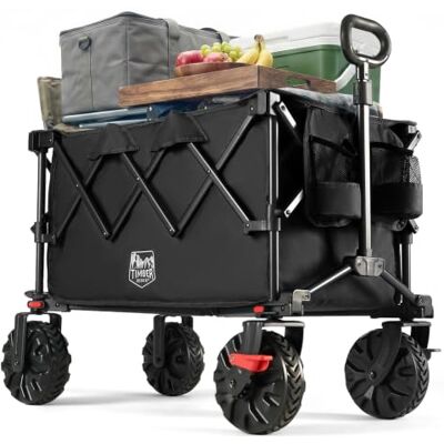 TIMBER RIDGE Carrinho dobrável XXL de 250 L, pneus largos com travões, 150 kg, com suporte para bebidas, para campismo, compras, jardim carrito playa con ruedas grandes y frenos, carro transporte plegable con soporte para bebidas, para camping, compras, TIMBER RIDGE Carrinho dobrável XXL de 250 L, pneus largos com travões, 150 kg, com suporte para bebidas, para campismo, compras, jardim carrito playa con ruedas grandes y frenos, carro transporte plegable con soporte para bebidas, para camping, compras,