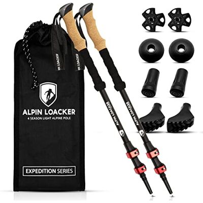 ALPIN LOACKER Bastões Trekking telescópicos, alumínio leve acessórios mala Paras caminhadas extensível altura regulável: Poles montanha, Nordic Walking, Trail Running Asfalto ALPIN LOACKER Bastões Trekking telescópicos, alumínio leve acessórios mala Paras caminhadas extensível altura regulável: Poles montanha, Nordic Walking, Trail Running Asfalto