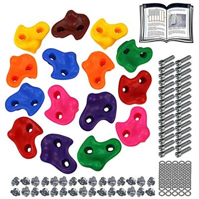 ALPIDEX Presas de Escalada para Crianças, Capacidade de Carga 200 kg, Material de Fixação Incluído, Diferentes Quantidades Multicoloridas 15 Peças ALPIDEX Presas de Escalada para Crianças, Capacidade de Carga 200 kg, Material de Fixação Incluído, Diferentes Quantidades Multicoloridas 15 Peças