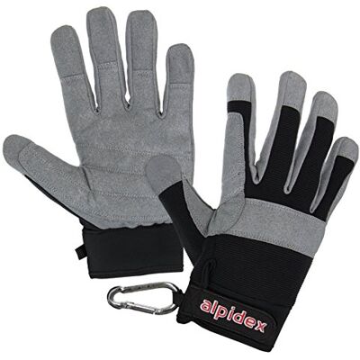 ALPIDEX Luvas de escalada para ferrata Rock Ratller dedo fechado, tamanho: M, cor: preto bravío ALPIDEX Luvas de escalada para ferrata Rock Ratller dedo fechado, tamanho: M, cor: preto bravío