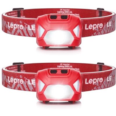 Lepro Lanterna cabeça LED pilha 1300lux (2 pacotes), frontal LED de alta Luz frontal cabeça 6 modos de luz com luz vermelha, impermeável IPX4 para corrida, campismo, pesca (pilhas não incluídas) Lepro Lanterna cabeça LED pilha 1300lux (2 pacotes), frontal LED de alta Luz frontal cabeça 6 modos de luz com luz vermelha, impermeável IPX4 para corrida, campismo, pesca (pilhas não incluídas)