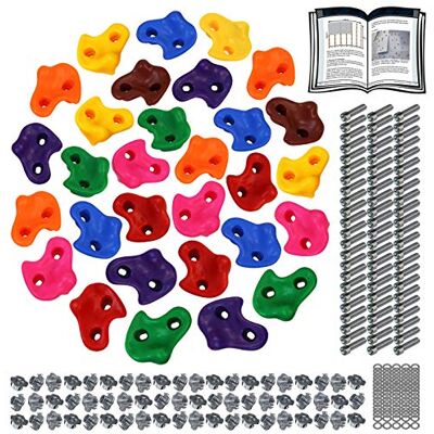 ALPIDEX Presas de escalada para crianças, capacidade de carga 200 kg, material de fixação incluído, diferentes quantidades multicoloridas 30 peças ALPIDEX Presas de escalada para crianças, capacidade de carga 200 kg, material de fixação incluído, diferentes quantidades multicoloridas 30 peças