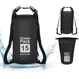 supregear Dry Bag, bolsa impermeável de 15 l, mochila versátil com alça de ombro dupla para navegar, caminhadas, caiaque, pesca, campismo e outras aventuras ao ar livre, preto supregear Dry Bag, bolsa impermeável de 15 l, mochila versátil com alça de ombro dupla para navegar, caminhadas, caiaque, pesca, campismo e outras aventuras ao ar livre, preto