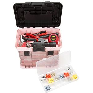 Stalwart Caixa de ferramentas durável com 4 compartimentos para hardware, equipamento de pesca, contas, acessórios para o cabelo e muito mais (rosa) Stalwart Caixa de ferramentas durável com 4 compartimentos para hardware, equipamento de pesca, contas, acessórios para o cabelo e muito mais (rosa)