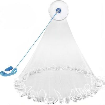 WizeFolk Rede de pesca para pesca, diâmetro 2,4 m, monofilamento de mão, rede de pesca de água salgada, rede de pesca de água salgada de nylon, rede de pesca de um dedo, para água doce e água salgada WizeFolk Rede de pesca para pesca, diâmetro 2,4 m, monofilamento de mão, rede de pesca de água salgada, rede de pesca de água salgada de nylon, rede de pesca de um dedo, para água doce e água salgada