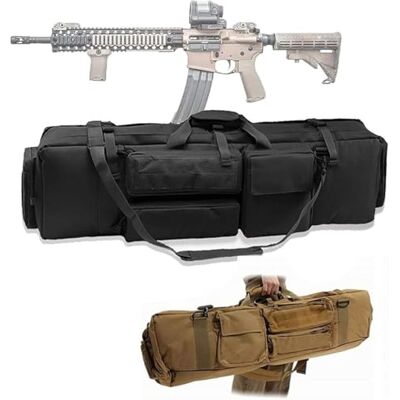 BALAMLB Saco tático duplo longo para rifle, ao ar livre saco de pistola de fusil M249 de 39 polegadas, capa de transporte CS caça tiro paintball com alça de ombro portátil BALAMLB Saco tático duplo longo para rifle, ao ar livre saco de pistola de fusil M249 de 39 polegadas, capa de transporte CS caça tiro paintball com alça de ombro portátil