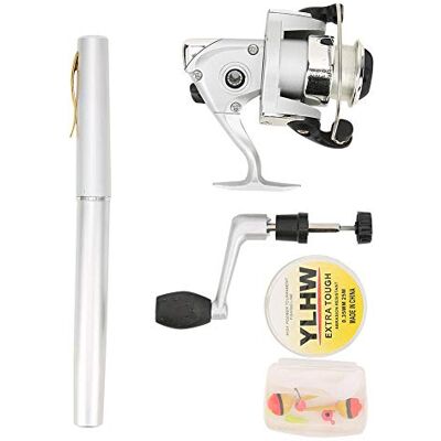 BLLBOO Mini cano de pesca telescópica, saco dobrável cano de pesca e portátil mini leve em forma de penas multifuncional saco de cana de pesca com carretel de linha para água salgada, água doce BLLBOO Mini cano de pesca telescópica, saco dobrável cano de pesca e portátil mini leve em forma de penas multifuncional saco de cana de pesca com carretel de linha para água salgada, água doce