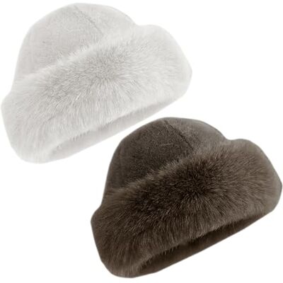 CVDYWDJIE Pacote de 2 gorros de cúpula, gorros para o frio e o calor, gorros de pelúcia, gorros de inverno, gorros simples e versáteis (castanho, branco) CVDYWDJIE Pacote de 2 gorros de cúpula, gorros para o frio e o calor, gorros de pelúcia, gorros de inverno, gorros simples e versáteis (castanho, branco)