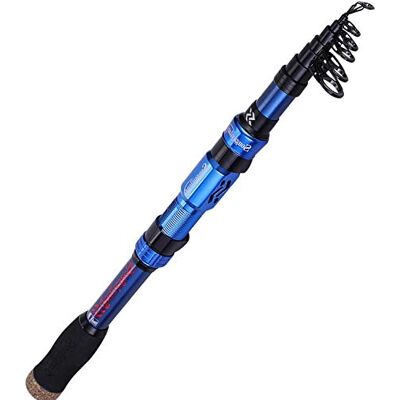 Sougayilang Vara de pesca telescópica (fibra de carbono, 24 toneladas, porta de bobina usinada CNC, cabo EVA confortável, cana de pesca de viagem para pesca de truta, cor azul Sougayilang Vara de pesca telescópica (fibra de carbono, 24 toneladas, porta de bobina usinada CNC, cabo EVA confortável, cana de pesca de viagem para pesca de truta, cor azul