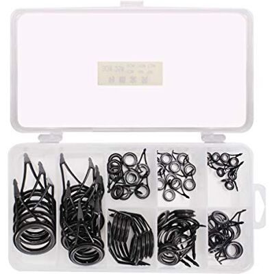 VOANZO Kit de reparação de cana de pesca de 75 peças, Spinning & Casting, conjunto de substituição de ponta de cana e guia, anéis de aço e cerâmica VOANZO Kit de reparação de cana de pesca de 75 peças, Spinning & Casting, conjunto de substituição de ponta de cana e guia, anéis de aço e cerâmica