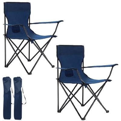 azorex Cadeira dobrável campismo cadeira pesca praia campismo exterior com apoio de braços porta-copos de malha blosa lateral resistente 50 x 50 x 80 cm (marinho, conjunto de 2) azorex Cadeira dobrável campismo cadeira pesca praia campismo exterior com apoio de braços porta-copos de malha blosa lateral resistente 50 x 50 x 80 cm (marinho, conjunto de 2)