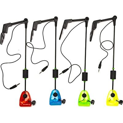 Elqubkan Conjunto de 4 peças de Swingers de pesca indicadores de alarme de mordida de pesca em estojo com fecho de correr acessórios de pesca de tenda Swinger iluminados com LED Elqubkan Conjunto de 4 peças de Swingers de pesca indicadores de alarme de mordida de pesca em estojo com fecho de correr acessórios de pesca de tenda Swinger iluminados com LED