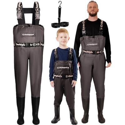 DaddyGoFish Vadeadores de Peito para Crianças e Adultos, Vadeadores de Pesca e Caça com Bolso e Gancho de Vadeador Vadeadores de Pesca Mujer y Hombre Plantilla Suave, Bolsillo Pectoral, Colgador y Kit de Reparación, Transpirables Caza DaddyGoFish Vadeadores de Peito para Crianças e Adultos, Vadeadores de Pesca e Caça com Bolso e Gancho de Vadeador Vadeadores de Pesca Mujer y Hombre Plantilla Suave, Bolsillo Pectoral, Colgador y Kit de Reparación, Transpirables Caza