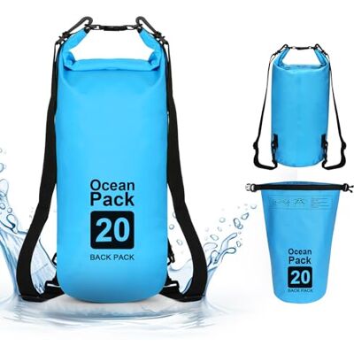 supregear Dry Bag, bolsa impermeável de 20 l, mochila versátil com alça de ombro dupla para navegar, caminhadas, caiaque, pesca, campismo e outras aventuras ao ar livre, azul supregear Dry Bag, bolsa impermeável de 20 l, mochila versátil com alça de ombro dupla para navegar, caminhadas, caiaque, pesca, campismo e outras aventuras ao ar livre, azul
