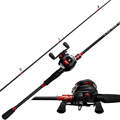 Kilitn Combo de cana de pesca e bobina, bobina de isca combinada de baitcasting, haste de carbono embrulhada em fibra de vidro durável de 2 peças com cabo confortável de EVA (esquerda, 1,8) Kilitn Combo de cana de pesca e bobina, bobina de isca combinada de baitcasting, haste de carbono embrulhada em fibra de vidro durável de 2 peças com cabo confortável de EVA (esquerda, 1,8)