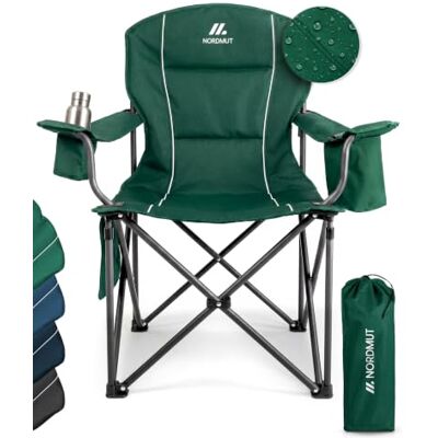 NORDMUT ® Cadeira de campismo dobrável leve, resistente com capacidade de 200 kg, confortável cadeira de pesca com saco térmico prático e porta-copos (verde 1 x ) NORDMUT ® Cadeira de campismo dobrável leve, resistente com capacidade de 200 kg, confortável cadeira de pesca com saco térmico prático e porta-copos (verde 1 x )