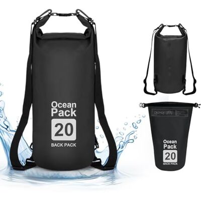 supregear Dry Bag, bolsa impermeável de 20 l, mochila versátil com alça de ombro dupla para navegar, caminhadas, caiaque, pesca, campismo e outras aventuras ao ar livre, preto supregear Dry Bag, bolsa impermeável de 20 l, mochila versátil com alça de ombro dupla para navegar, caminhadas, caiaque, pesca, campismo e outras aventuras ao ar livre, preto