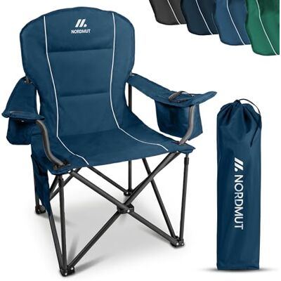 NORDMUT ® Cadeira de campismo dobrável leve, resistente com capacidade de 200 kg, confortável cadeira de pesca com saco térmico prático e porta-copos (azul 1 x ) NORDMUT ® Cadeira de campismo dobrável leve, resistente com capacidade de 200 kg, confortável cadeira de pesca com saco térmico prático e porta-copos (azul 1 x )
