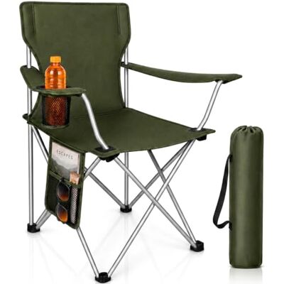 EDIESI , Cadeira dobrável Camping, em aço e tecido Oxford, assento leve e resistente para praia, pesca, piquenique, jardim e atividades exterior (verde azeitona) EDIESI , Cadeira dobrável Camping, em aço e tecido Oxford, assento leve e resistente para praia, pesca, piquenique, jardim e atividades exterior (verde azeitona)