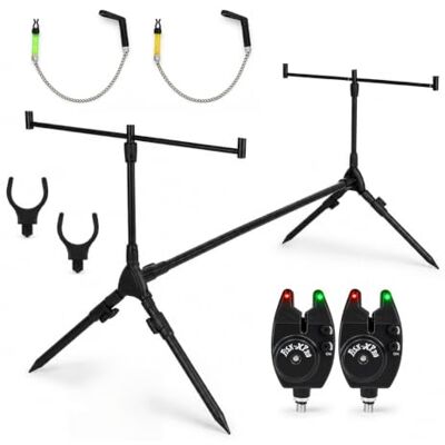 FISH-XPRO Basic Rod Pod para 2 canas com alarmes e tensores FISH-XPRO Basic Rod Pod para 2 canas com alarmes e tensores