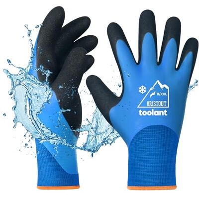 OriStout Luvas térmicas de trabalho para clima frio, luvas de inverno impermeáveis, ecrã tátil, super aderência, para jardinagem, pesca, lavagem de carros, luvas de congelador, azul, XXL OriStout Luvas térmicas de trabalho para clima frio, luvas de inverno impermeáveis, ecrã tátil, super aderência, para jardinagem, pesca, lavagem de carros, luvas de congelador, azul, XXL