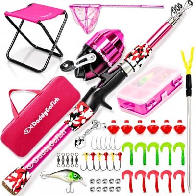 DaddyGoFish Caña de Pescar Niños, Niñas y Juveniles Kit Set Caña Infantil Kit Caña de Pescar Principiantes Infantil para Niños y Niñas Juveniles, Botón, Caja de Aparejos, Silla, Red y Bolsa DaddyGoFish Caña de Pescar Niños, Niñas y Juveniles Kit Set Caña Infantil Kit Caña de Pescar Principiantes Infantil para Niños y Niñas Juveniles, Botón, Caja de Aparejos, Silla, Red y Bolsa