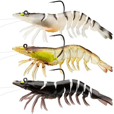Truscend Iscas de pesca pré-preparadas, iscas de pesca de robalo TPE duráveis, isca de camarão suave e realista bem feita, isca de pesca para truta, crappie e perca, manter por Truscend Iscas de pesca pré-preparadas, iscas de pesca de robalo TPE duráveis, isca de camarão suave e realista bem feita, isca de pesca para truta, crappie e perca, manter por