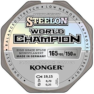 Konger Sedal World Champion revestido de fluorocarbono, 0,10 – 0,30 mm/150 m, monofilamento, muito resistente -, 0,25 mm / 150 m Konger Sedal World Champion revestido de fluorocarbono, 0,10 – 0,30 mm/150 m, monofilamento, muito resistente -, 0,25 mm / 150 m