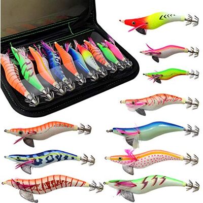 Croch 10 peças luminosa pesca camarões isca isca de lula para sépia polvo Croch 10 peças luminosa pesca camarões isca isca de lula para sépia polvo