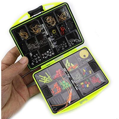 VOANZO Kit de pesca de 184 peças com caixa de equipamentos, incluindo anzóis, pesos, cabeças de jig, anéis tóricos e feijão de pesca VOANZO Kit de pesca de 184 peças com caixa de equipamentos, incluindo anzóis, pesos, cabeças de jig, anéis tóricos e feijão de pesca