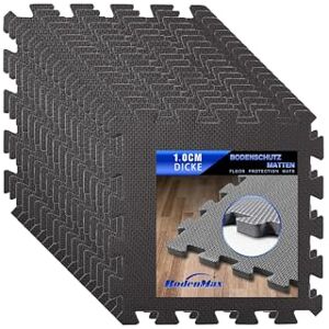 BodenMax Tapete puzzle chão borracha EVA Tatami puzzle tapete puzzle chão ginásio em casa esteira Fitness Puzzle Mat 18 azulejos modular 30 x 30 x 1 cm preto 1,66 m² BodenMax Tapete puzzle chão borracha EVA Tatami puzzle tapete puzzle chão ginásio em casa esteira Fitness Puzzle Mat 18 azulejos modular 30 x 30 x 1 cm preto 1,66 m²