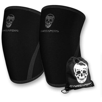Gymreapers Joelheiras (1 par) com bolsa de ginásio, aprovada por IPF, suporte de compressão para agachamentos, levantamento de pesos e levantamento de potência, mangas de neoprene de 7 mm Gymreapers Joelheiras (1 par) com bolsa de ginásio, aprovada por IPF, suporte de compressão para agachamentos, levantamento de pesos e levantamento de potência, mangas de neoprene de 7 mm
