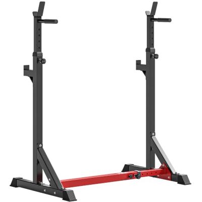 HOMCOM Suporte para pesos ajustável 150 kg aço 121-171 cm, preto e vermelho Prateleira suporte barra pesas, para exercícios agachamentos, casa e escritório, altura regulável HOMCOM Suporte para pesos ajustável 150 kg aço 121-171 cm, preto e vermelho Prateleira suporte barra pesas, para exercícios agachamentos, casa e escritório, altura regulável